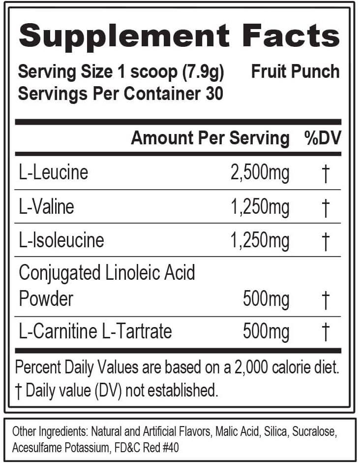 Evlution Nutrition Lean BCAA Without Fake Sugar nutrition facts