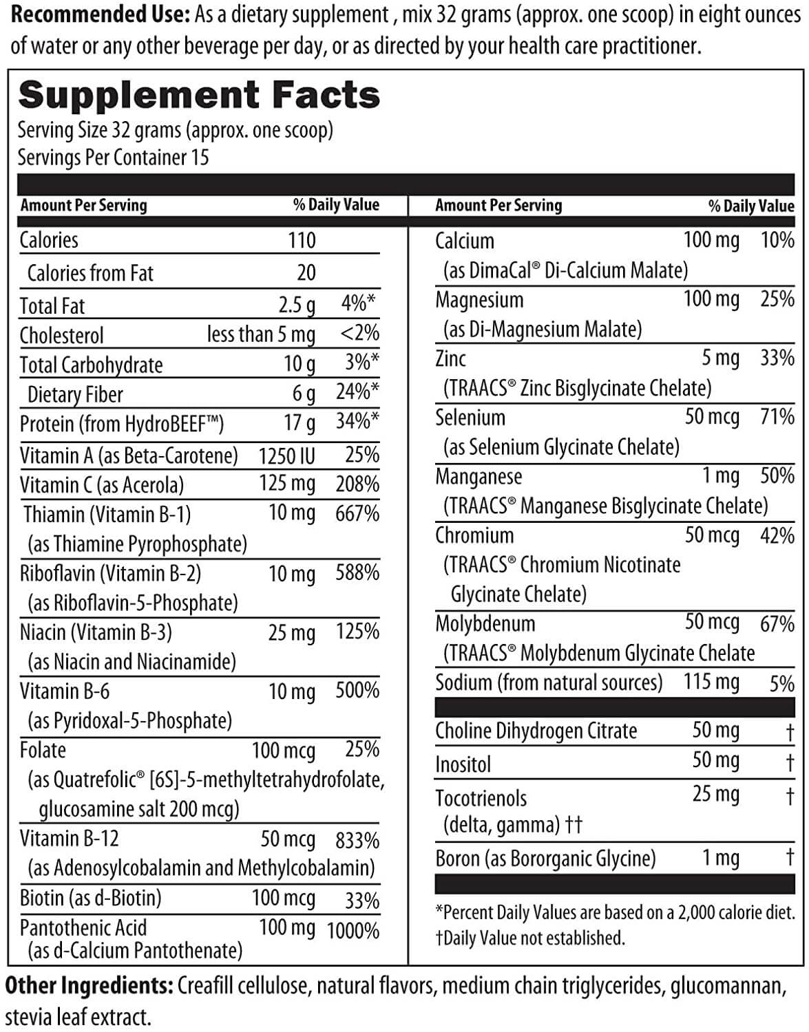 Designs for Health's Pure PaleoMeal Replacement supplement facts