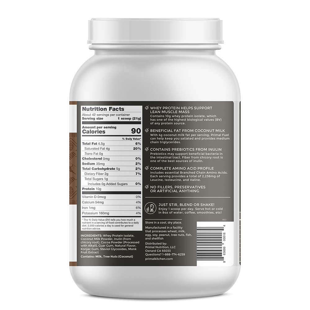 Primal Fuel Whey Protein Powder By Primal Kitchen nutrition facts