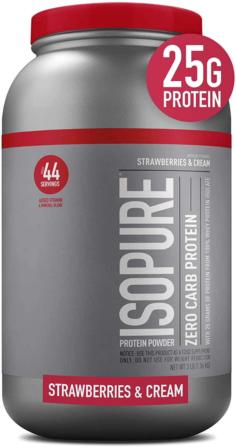 Isopure Strawberries & Cream Flavor Low-Carb Protein Powder